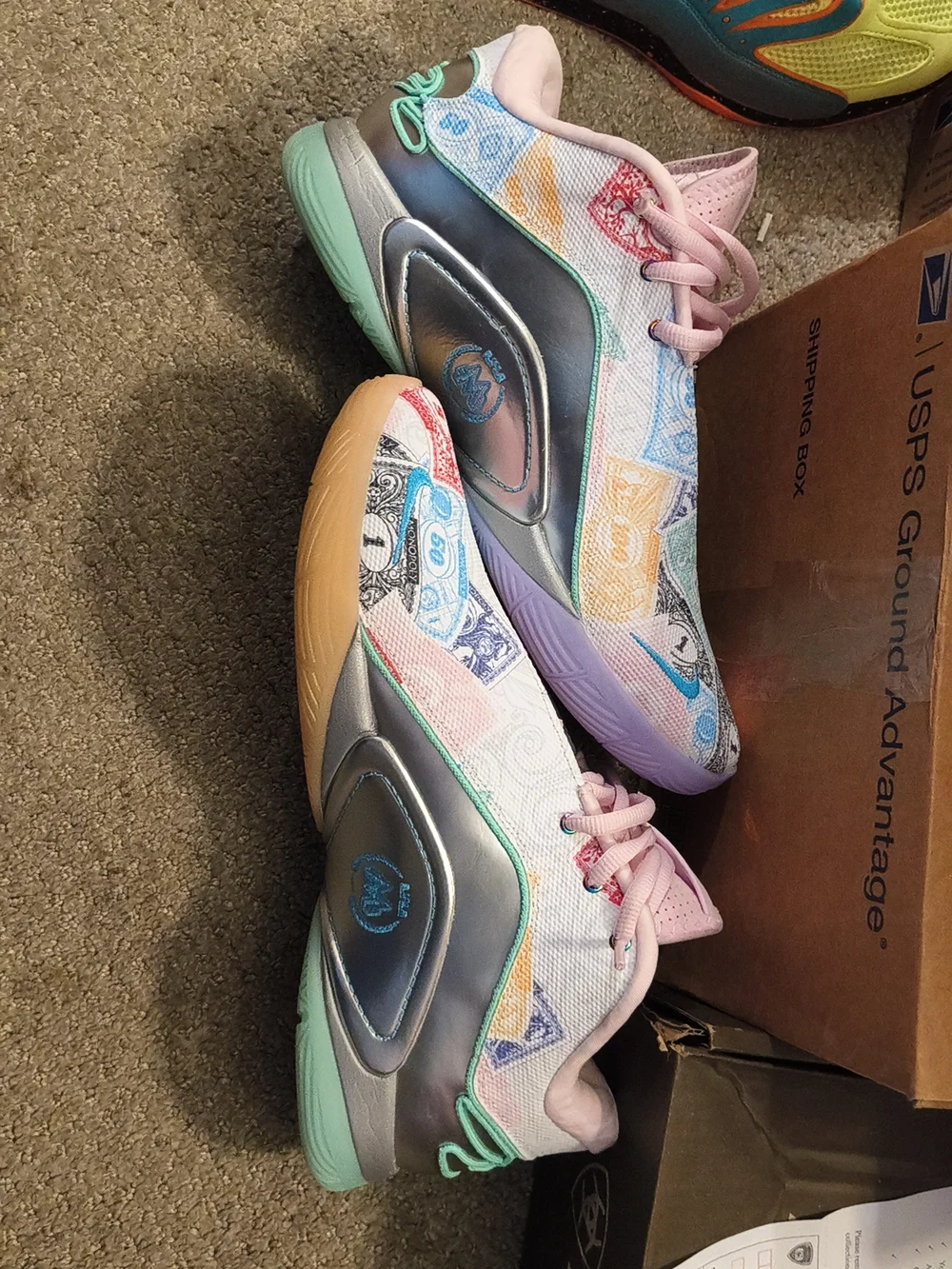 Men's Athletic Sneakers in Pink Multicolor Pattern